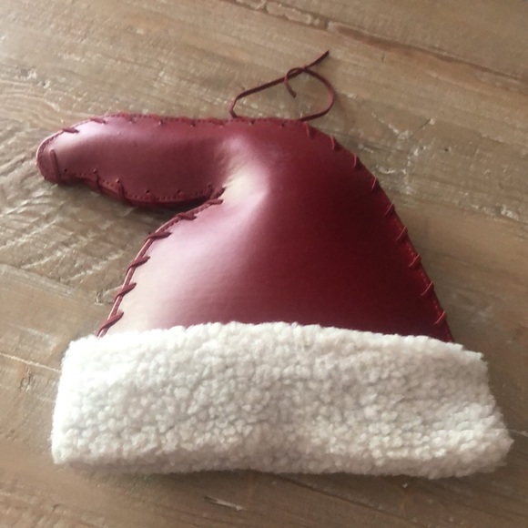 Red Leather Santa Hat - Picture 3 of 9